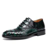 hulangzhishi new crocodile men shoes business leisure shoes manual customization lace up men crocodile leather male shoes