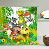 3d cartoon lovely animals washable shower curtain waterproof fabric bathroom shower curtains decoration baby printed bath screen