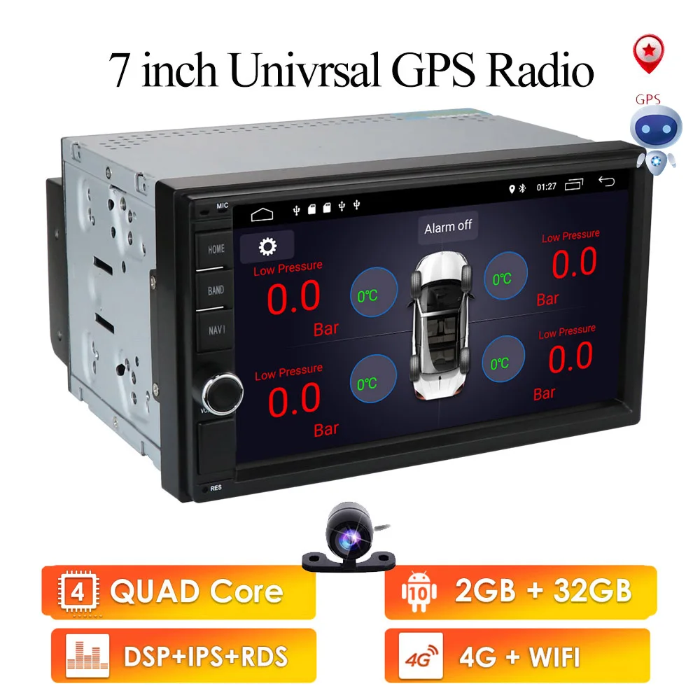 2 Din 7'' Quad core Universal Android 10 2GB RAM Car Radio Stereo GPS Navigation WiFi 1024*600 Touch Screen 2din PC USB Map |