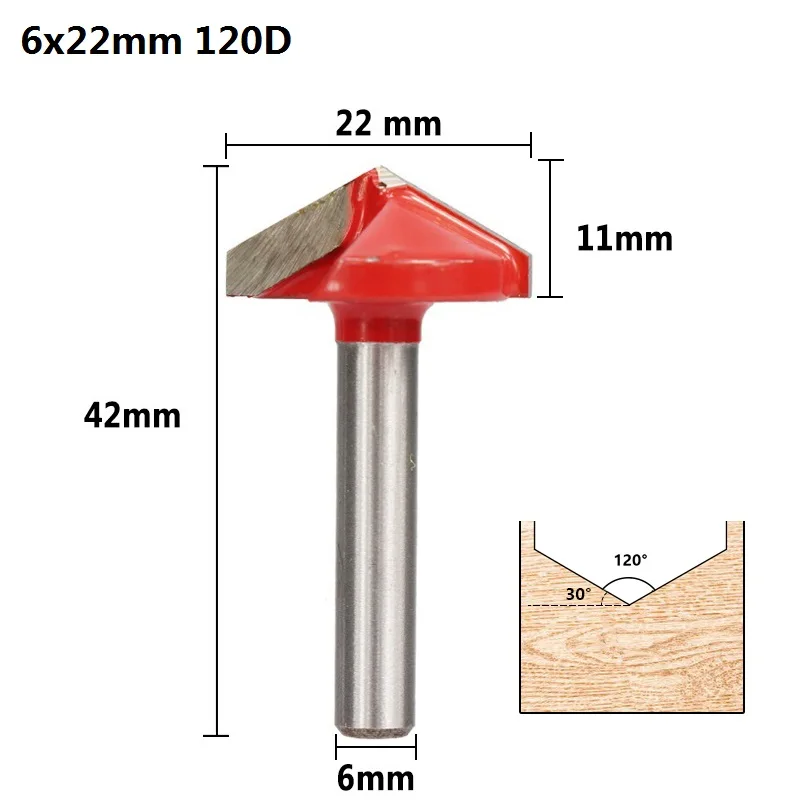1pc 6x22x120D XCAN 1 шт. 60 градусов V Форма древесины фрезы с 10 мм диаметр 6 мм хвостовик древесины триммер 3D Фрезерный резак резьба по дереву нож - Длина режущей кромки: 1pc 6x22x120D