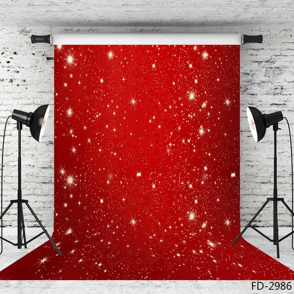 Виниловый фон для фотосъемки с красными блестящими звездами и блестками на