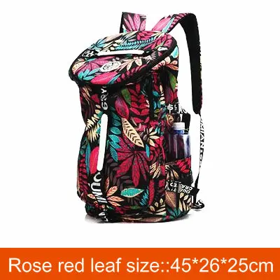 Rose red leaf Спортивная сумка для мужчин, рюкзак для спортзала, Женский Большой Вместительный спортивный рюкзак, рюкзак для путешествий, сумка для хранения ноутбука, школьный рюкзак, сумки - Цвет: Rose red leaf