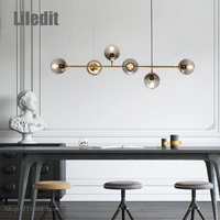 modern kitchen dining room pendant lights fixture glass ball hanging lamps luminaire long suspension lighting home decor nordic