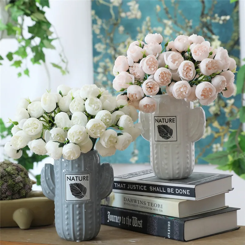 Imixlot чайная роза букет Мини Искусственные цветы для дома Фестиваль Сделай сам