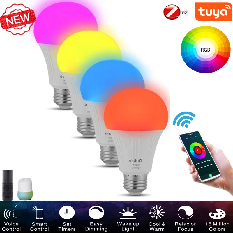 

Светодиодная лампочсветильник Zigbee E27 для умного дома, лампа с управлением через Alexa Google Home для Tuya Smart Life, умные принадлежности для дома, 7 Вт