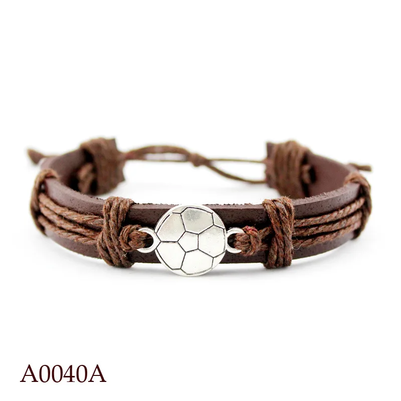 Футбол волейбол Баскетбол ракетка Шарм кожаные браслеты для женщин и мужчин