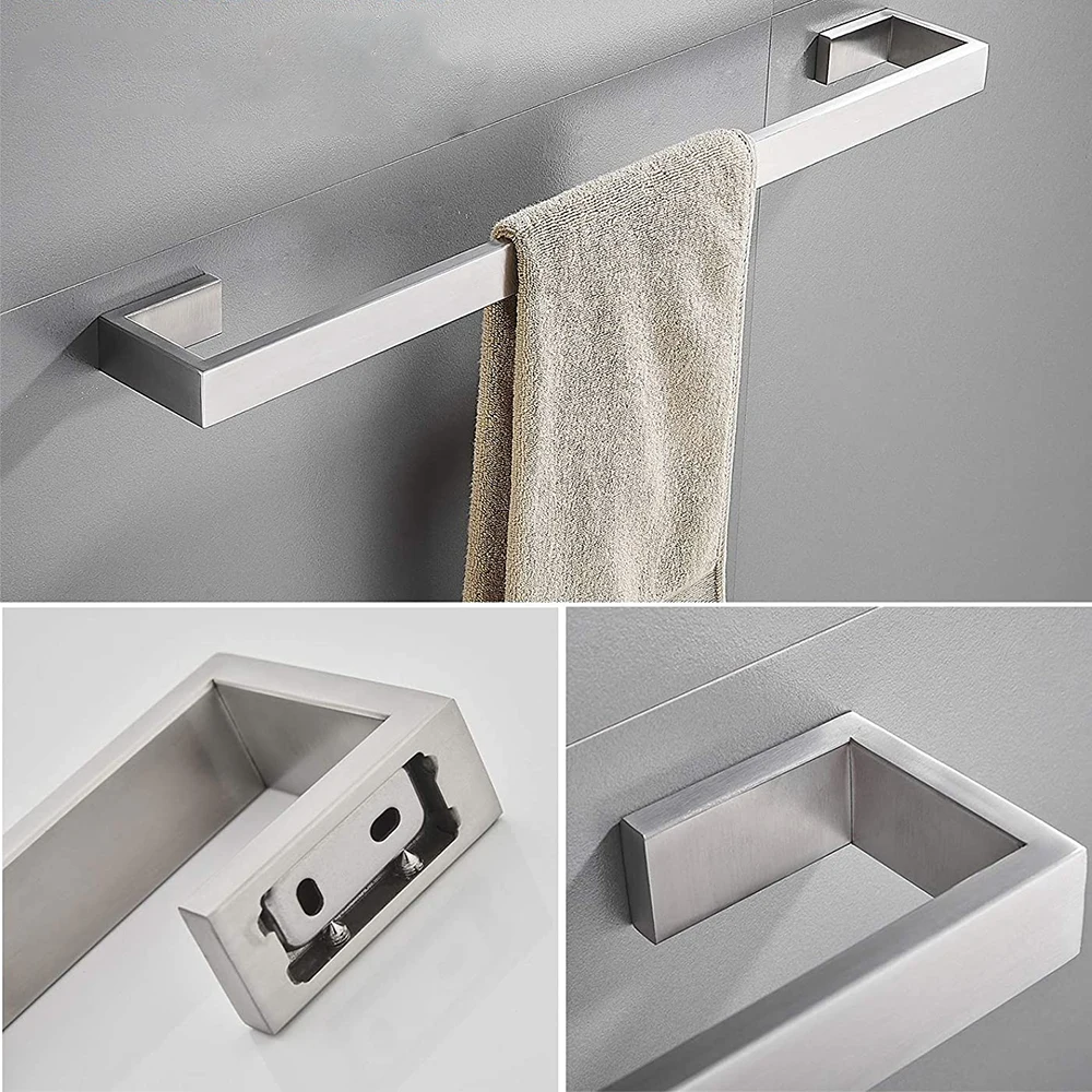 taicute 4packs bathroom accessories set towel bar hooks toilet paper roll holder wall mount stainless steel hardware brushed free global shipping