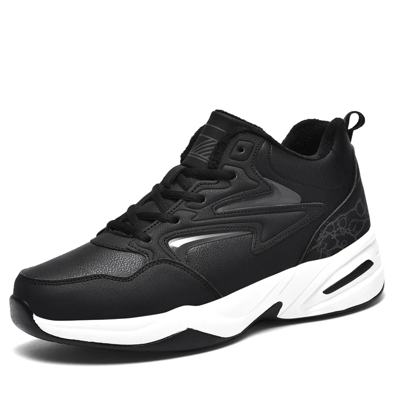 Высокие мужские спортивные теннисные туфли плюшевые сохраняющие тепло