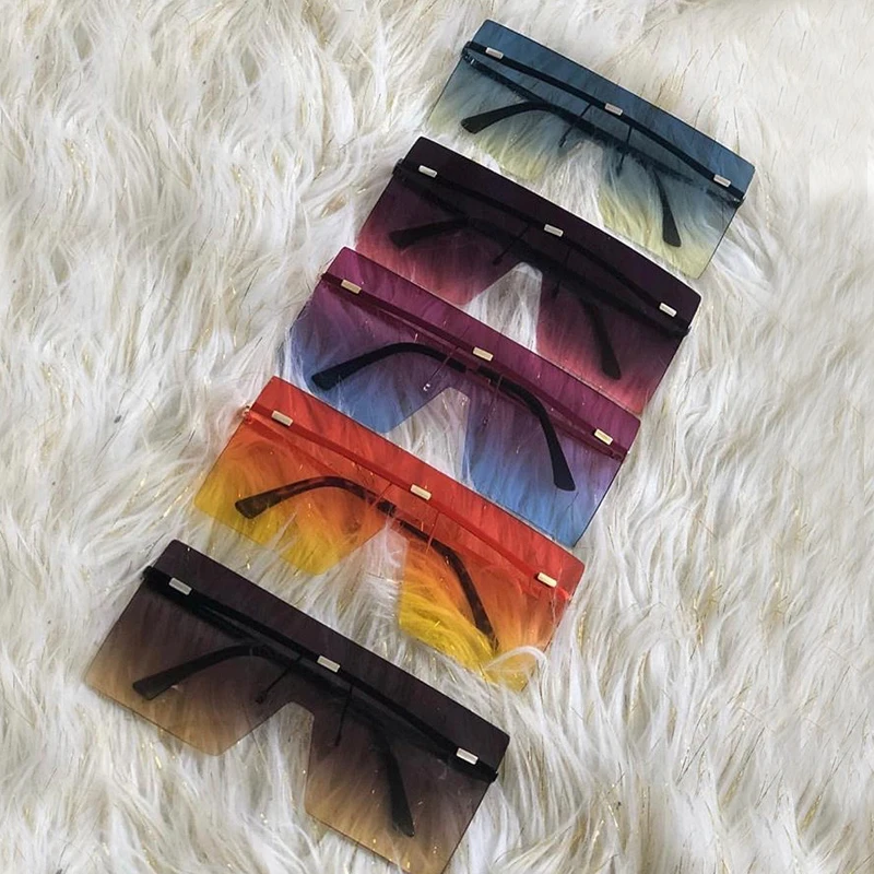 

wholesale one piece square sunglasses for women vintage alloy oversized gradient shield sun glasses female flat cool shades bulk