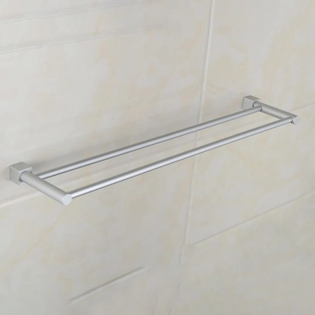 

Wall Mounted Rack Towel Shelf Towel Rail Holder Simple Style Space Aluminum