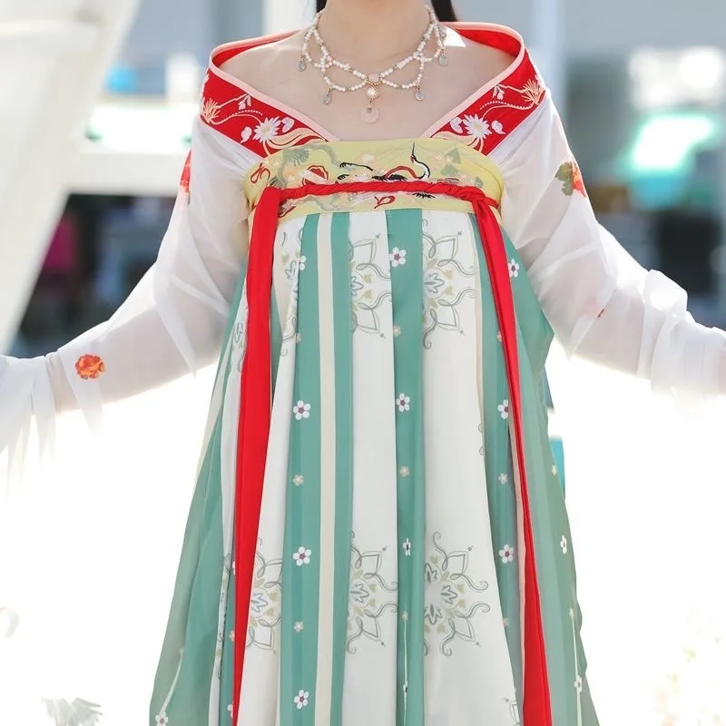 

Women Hanfu Dress Ancient Chinese Hanfu Dress For Women Tang Style Embroidered Skirt Big Sleeve Shirt Suit Cosplay