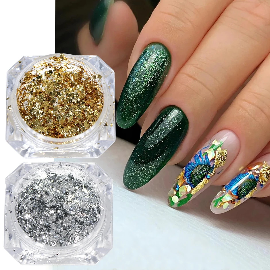 Золотая фольга для ногтей голографические блестки толстые блестящие наклейки