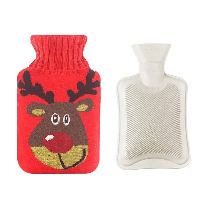 1000 мл Рождественская сумка для горячей воды грелка рук с водой вязаная шапка