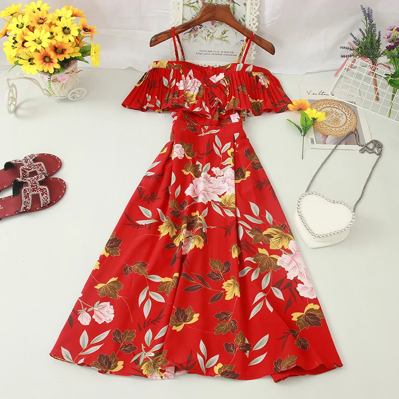 Праздничное платье с открытыми плечами плиссированные платья на тонких бретелях