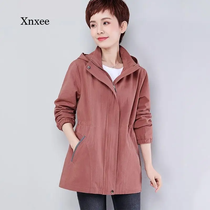 

Women's Lining Windbreaker Women's New Spring and Autumn Coat Pure Hooded Jacket Plus Size Windbreaker Casual Jacket
