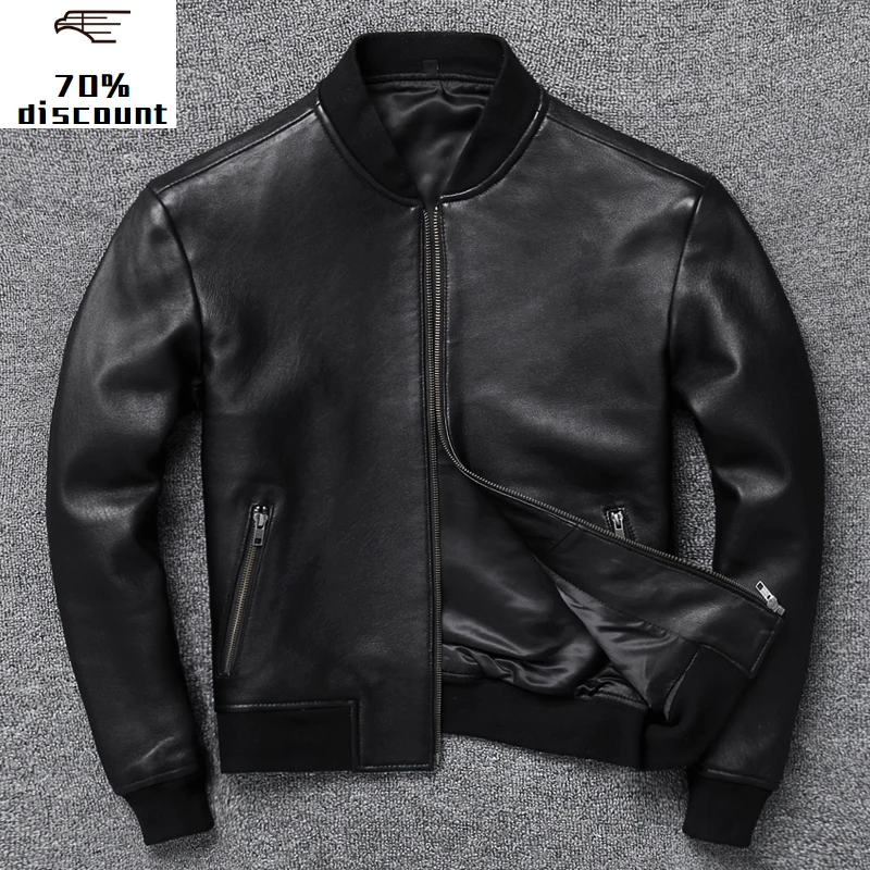 Новинка 2020 мужская куртка из натуральной кожи chaqueta moto cuero бейсбольная овечьей