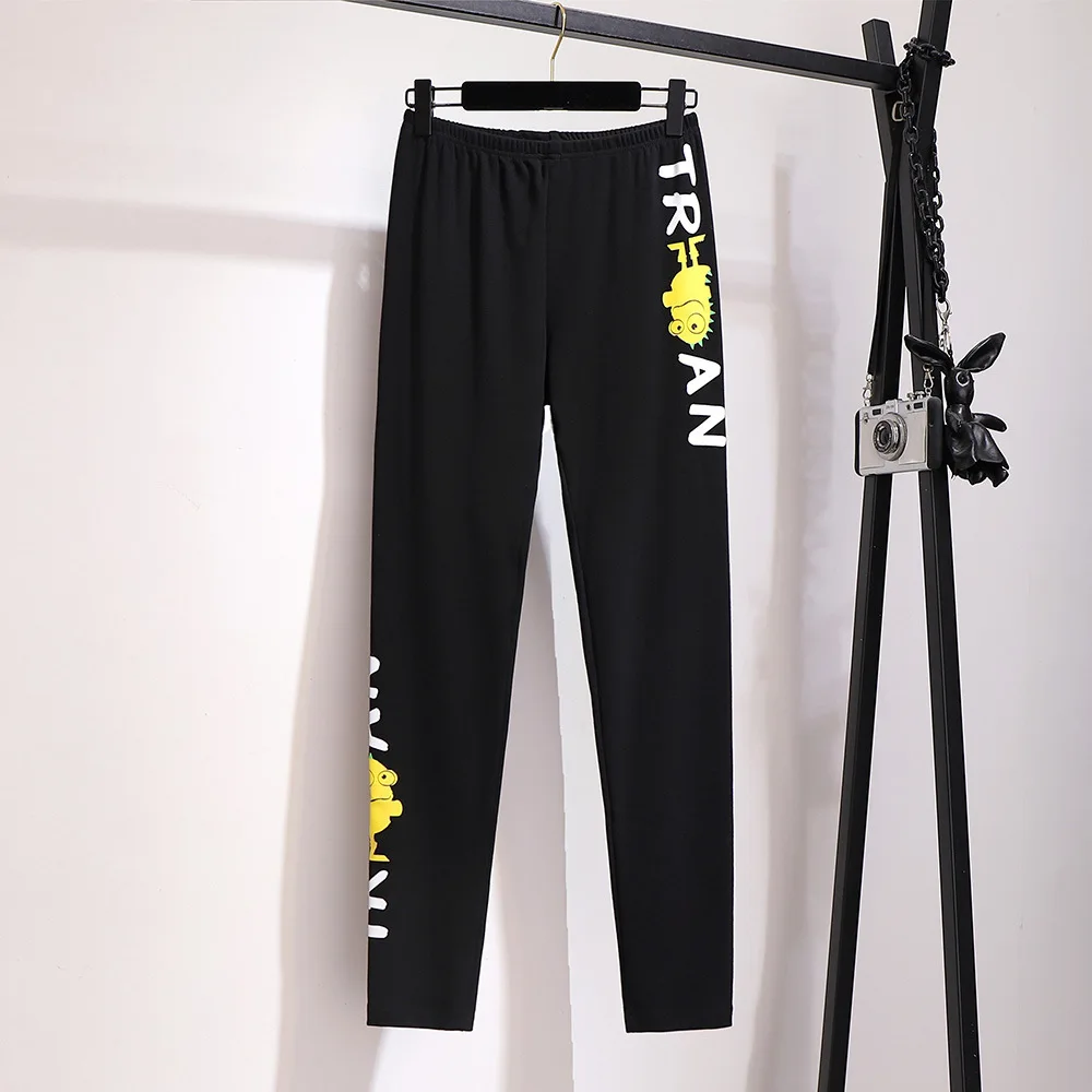 Женские спортивные брюки-карандаш большие повседневные облегающие черные