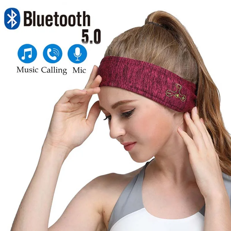 JINSERTA беспроводная гарнитура Bluetooth 5 0 вязаная музыкальная повязка на голову для