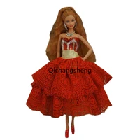 11 5 cosplay red sequin lace princess dress for barbie doll clothes outfits evening party gown vestidos 16 bjd accessories toy