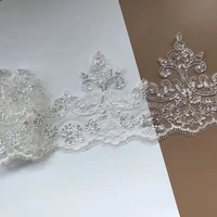 1yard delicate whiteivory sequin cording fabric flower venise venice mesh lace trim applique sewing craft for wedding dec 19cm