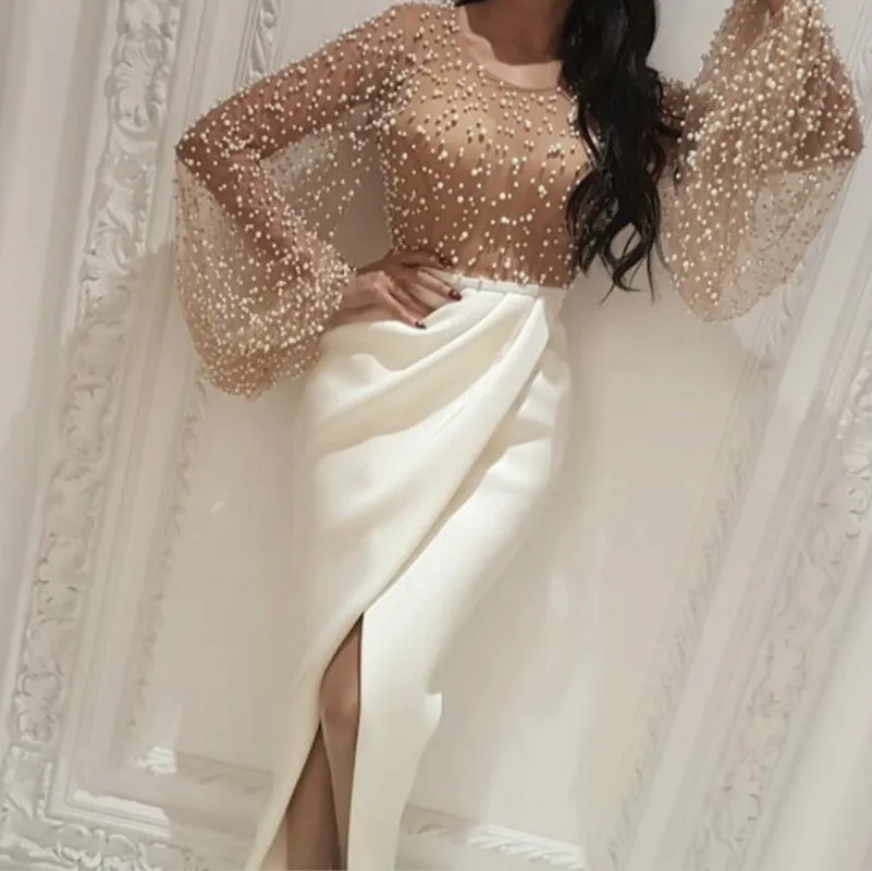 Женское осеннее платье с длинным рукавом летучая мышь полностью Сетчатое в