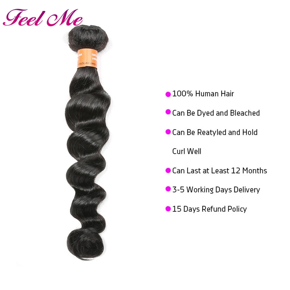 FEEL ME свободные волнистые пучки с закрытием перуанские человеческие волосы Remy 3