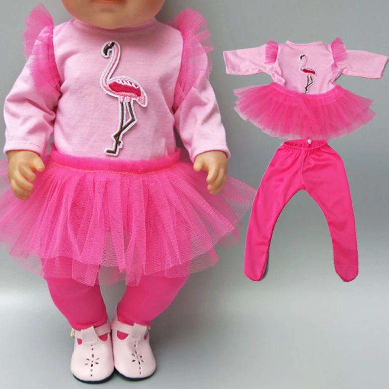 Одежда для кукол на 43 см розовое платье пачка с фламинго новорожденных принцессы