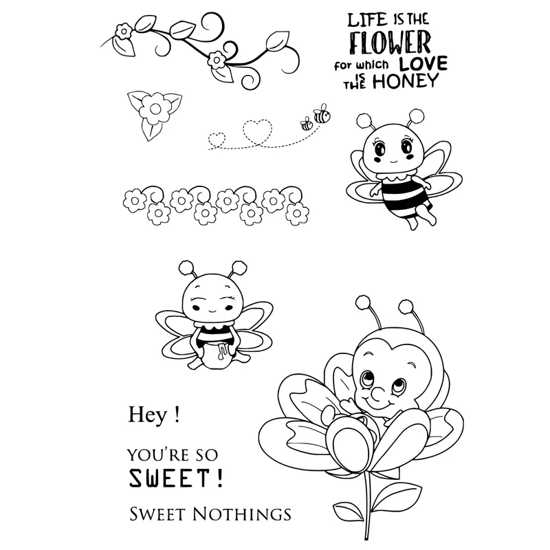 

DABOXIBO Bee In Flower Clear Stamps Mold For DIY Scrapbooking Cards Making Decorate Crafts 2020 NEW Arrival