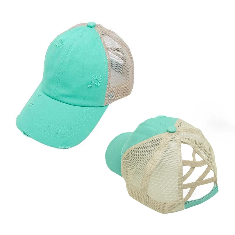 

HanXi New Summer Hat for Unisex Women Ponytail Baseball Cap Hat Girls Outside Sport Hip Hop Snapback Washed Visor