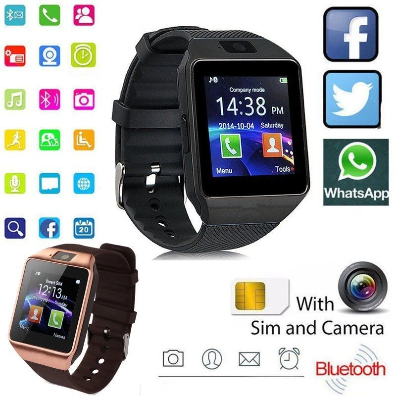 

Reloj inteligente con pantalla táctil, pulsera con cámara, Bluetooth, tarjeta SIM, compatible con teléfonos Ios y Androi