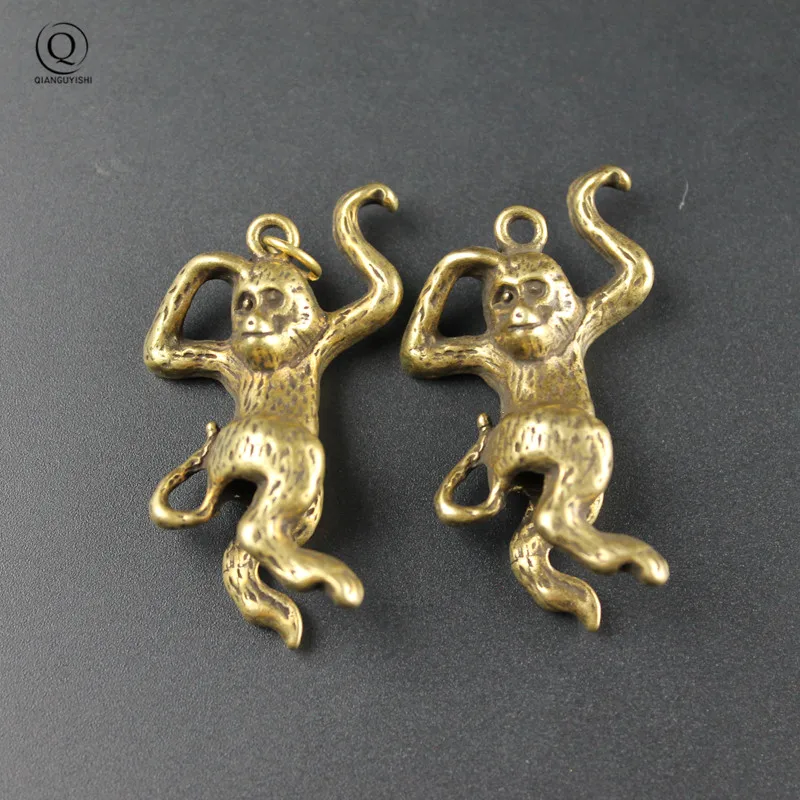 Твердый медный брелок &quotОбезьяна&quot Кулон старинный латунный металлический