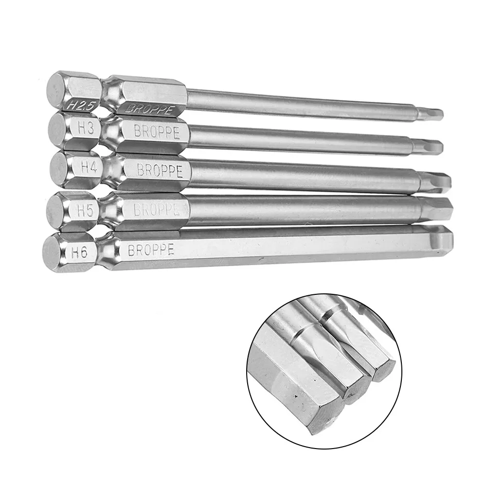 

5Pc 100mm H2.5-H6 Screwdriver Bit 1/4 Inch Hex Shank S2 Magnetic Hand Tools