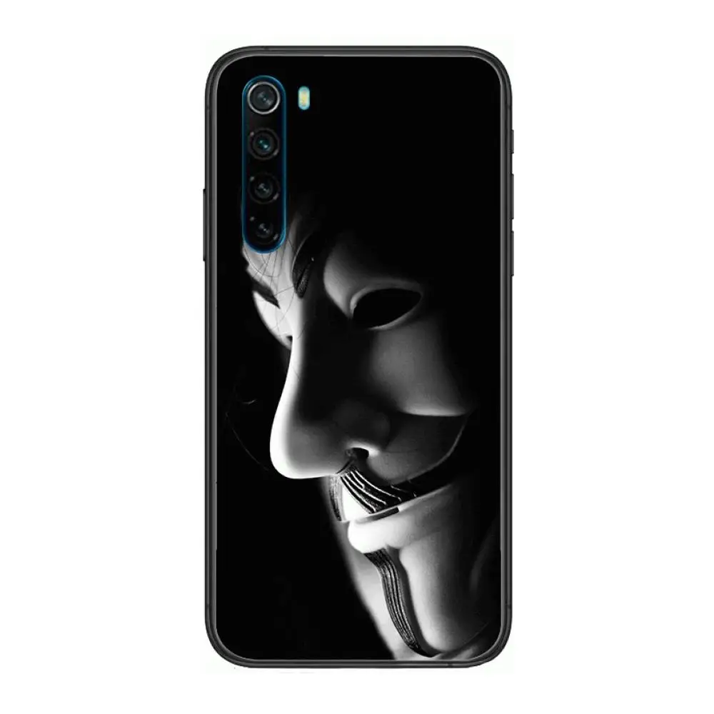 

Black V for Vendetta cartoon Phone Case For XiaoMi Redmi Note 9S 8 7 6 5 A Pro T Y1 Anime Black Cover Silicone Back Pretty