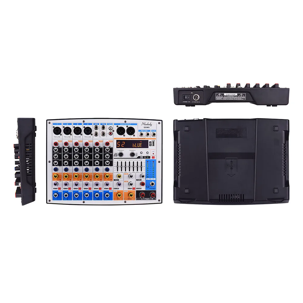 Muslady DDM8 компактный 8 каналов смеситель микшерный пульт с 99 dsp-эффекты 7-полосным