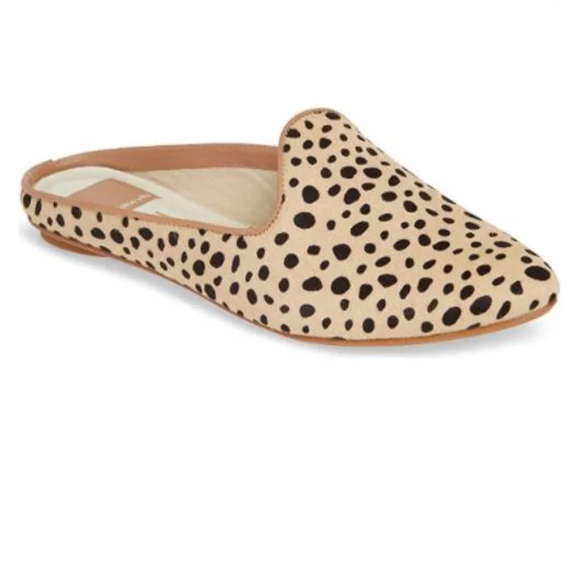 

Women's Handbag Head Low Heel Half Slippers 2021 Autumn New Leopard Print Foreign Trade Retro External Wear Lazy Flat Shoes