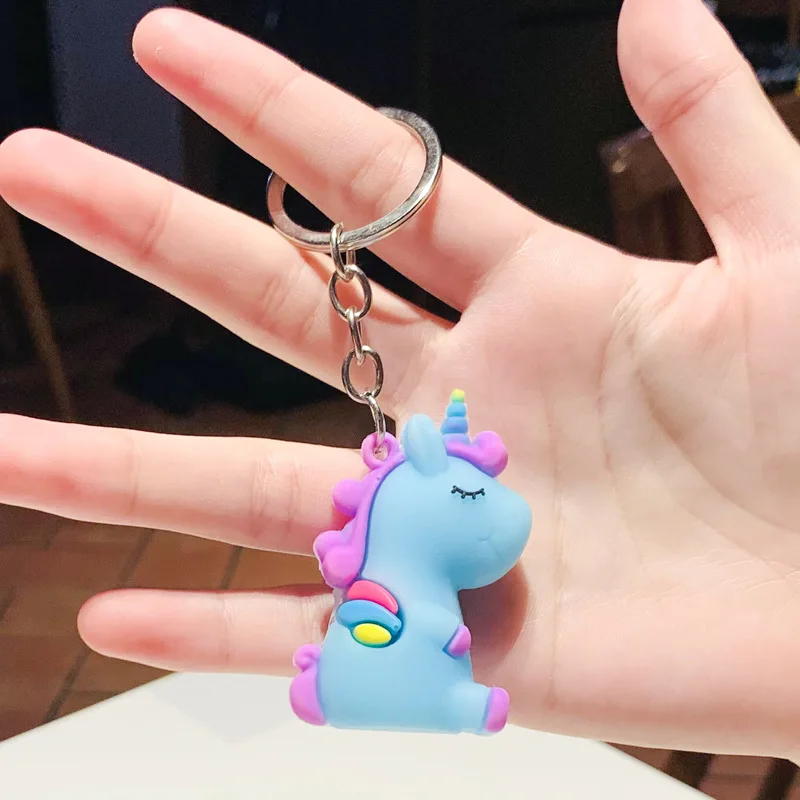 Cute Pony Unicorn Key Chain PVC Animal Keychains Gift for Women Girls Bag Pendant Figure Charms Key Ring Anime Keychain 2021 New