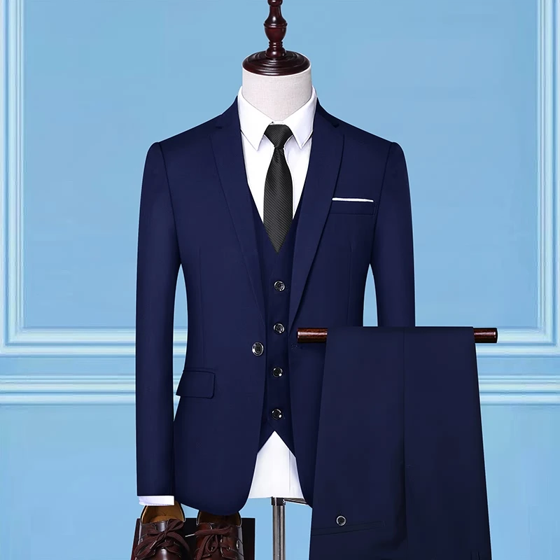 Азиатский размер костюм slim fit Мужской 3 шт костюмы свадебное платье мужской