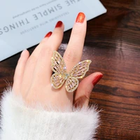 opening index finger ring ins tide cold style ring with high quality luxury super fairy zircon butterfly for female party gifts