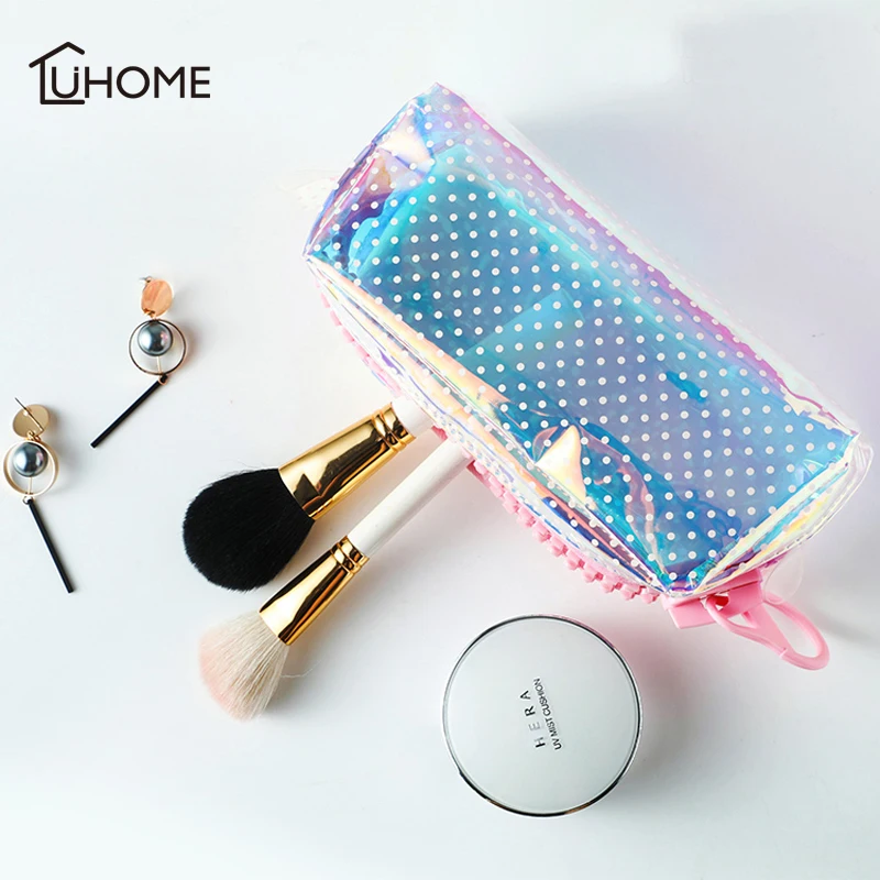 Креативная большая молния цветная лазерная Косметичка Портативный чехол