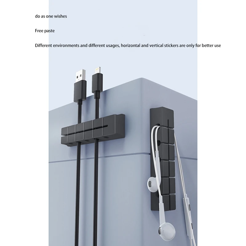 Double Row Cable Organizer Silicone USB Winder Desktop Tidy Management Holder for Headphone Wire | Электроника