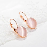 black angel 2020 new fashion pink oval opal 925 sterling silver wedding clip earrings for bride wedding jewelry party gift