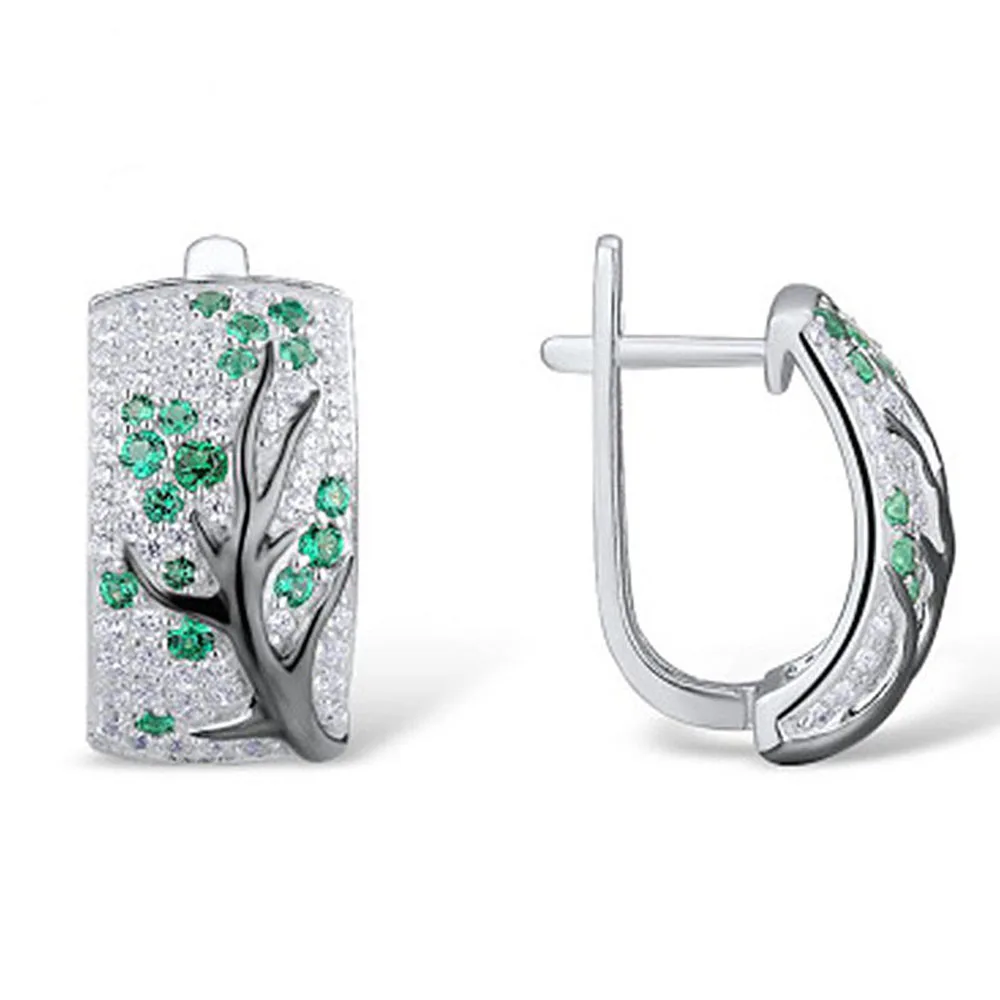 Модная новинка С украшением в виде кристаллов зеленое дерево Стад Серьги с
