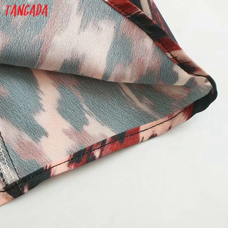 Tangada женское элегантное платье с леопардовым принтом, длинный рукав,, корейская мода, с рюшами, для офиса, для девушек, миди платья, vestidos 5Z49