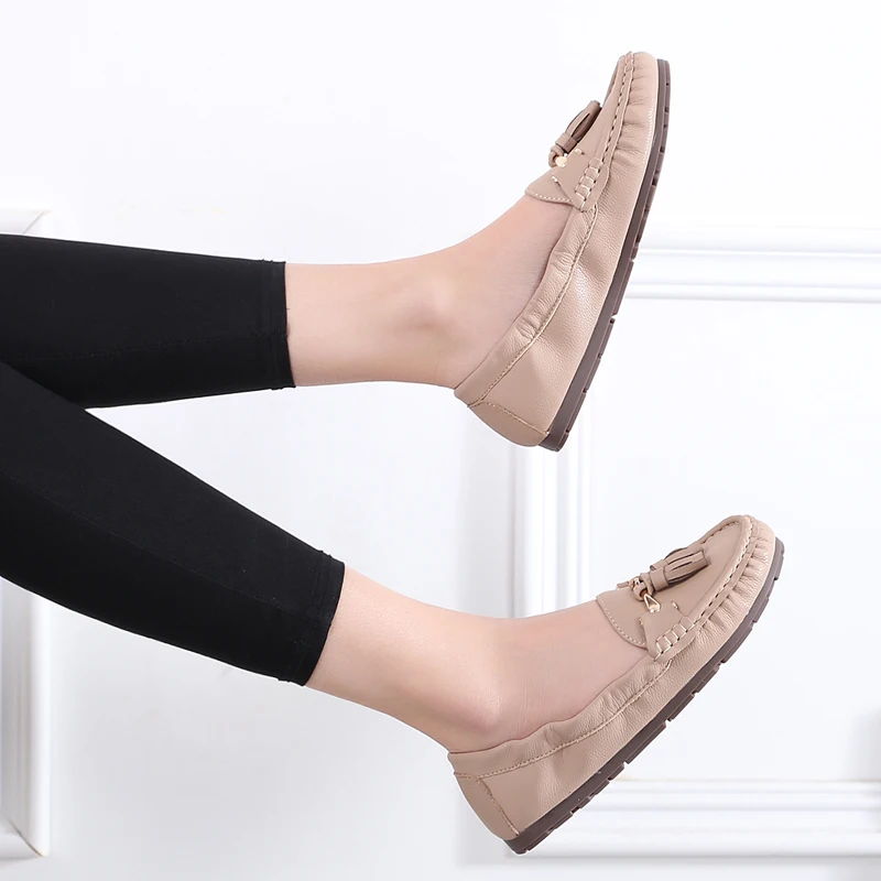 

Dacomfy Autumn Loafers Shoes Tassels Shallow Casual Shoes Handmade Oxfords Slip on Flats Moccasins Footwear Big Size 36-43