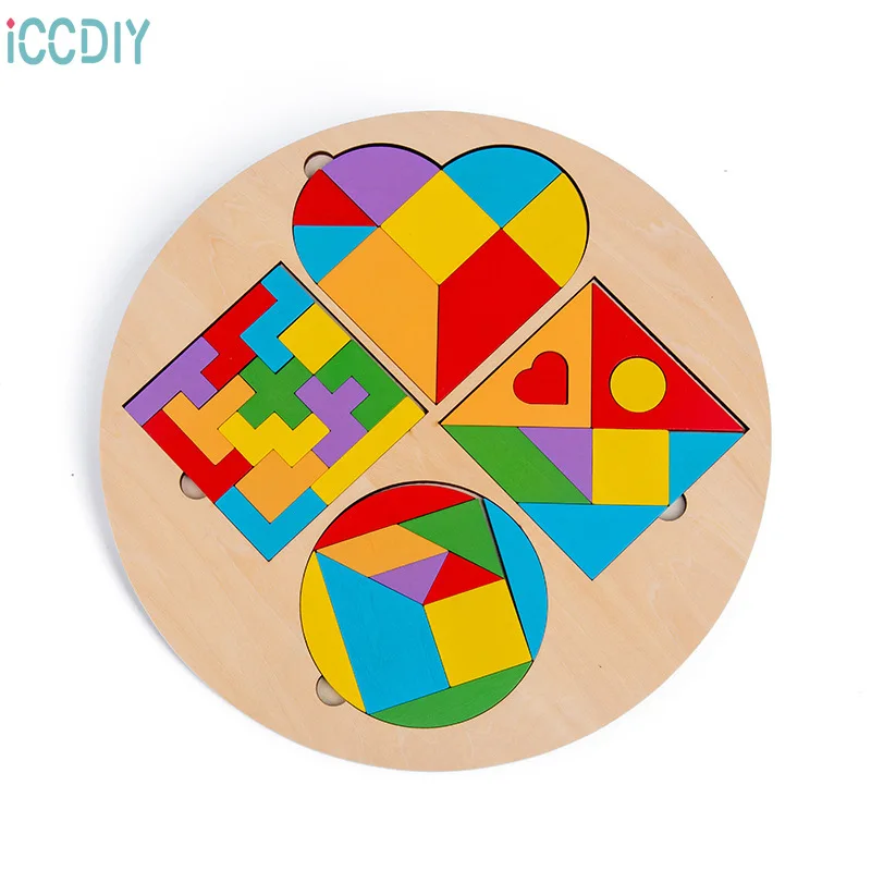 

Colorful Wooden Tangram Brain Teaser Puzzle Toys Tetris Jigsaw Puzzle Game Preschool Intellectual Educational Kid Children Toy