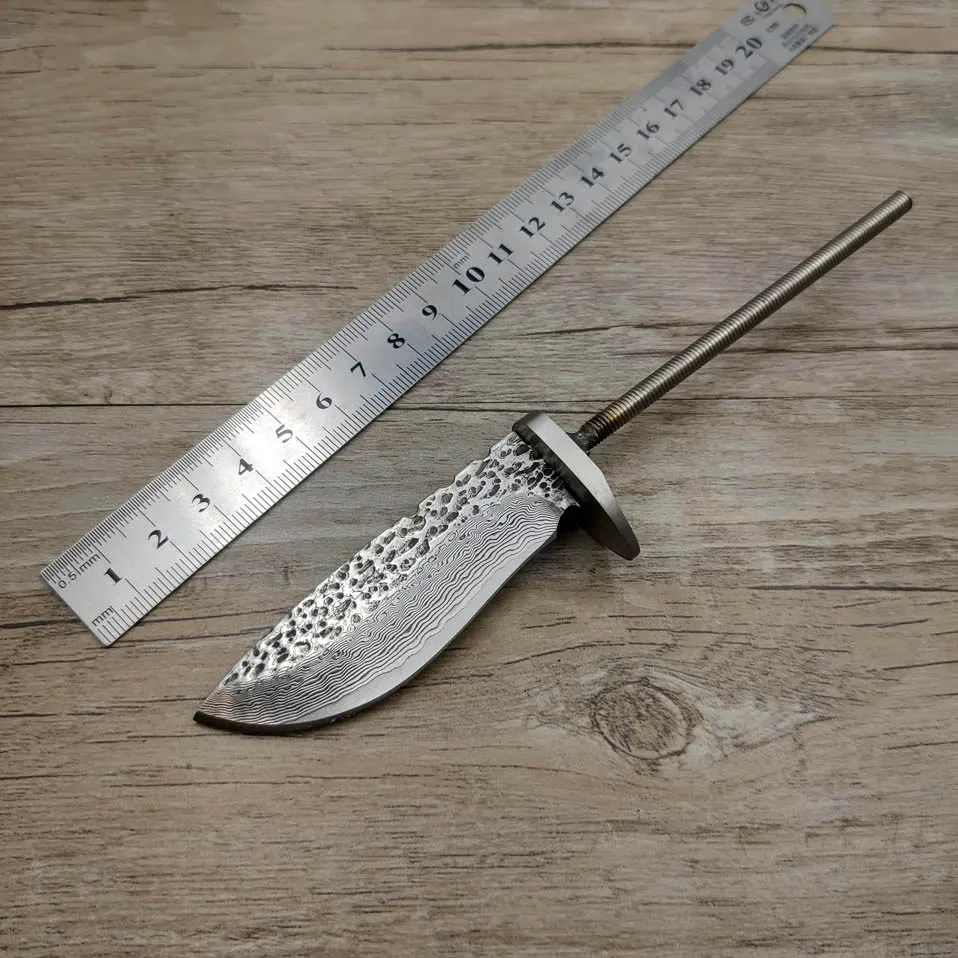 X-08DP DIY VG10 Дамасская сталь ковка шаблон стальной прямой нож с фиксированным лезвием заготовка diy полуфабрикат нож заготовки стали - Цвет: X-08DP