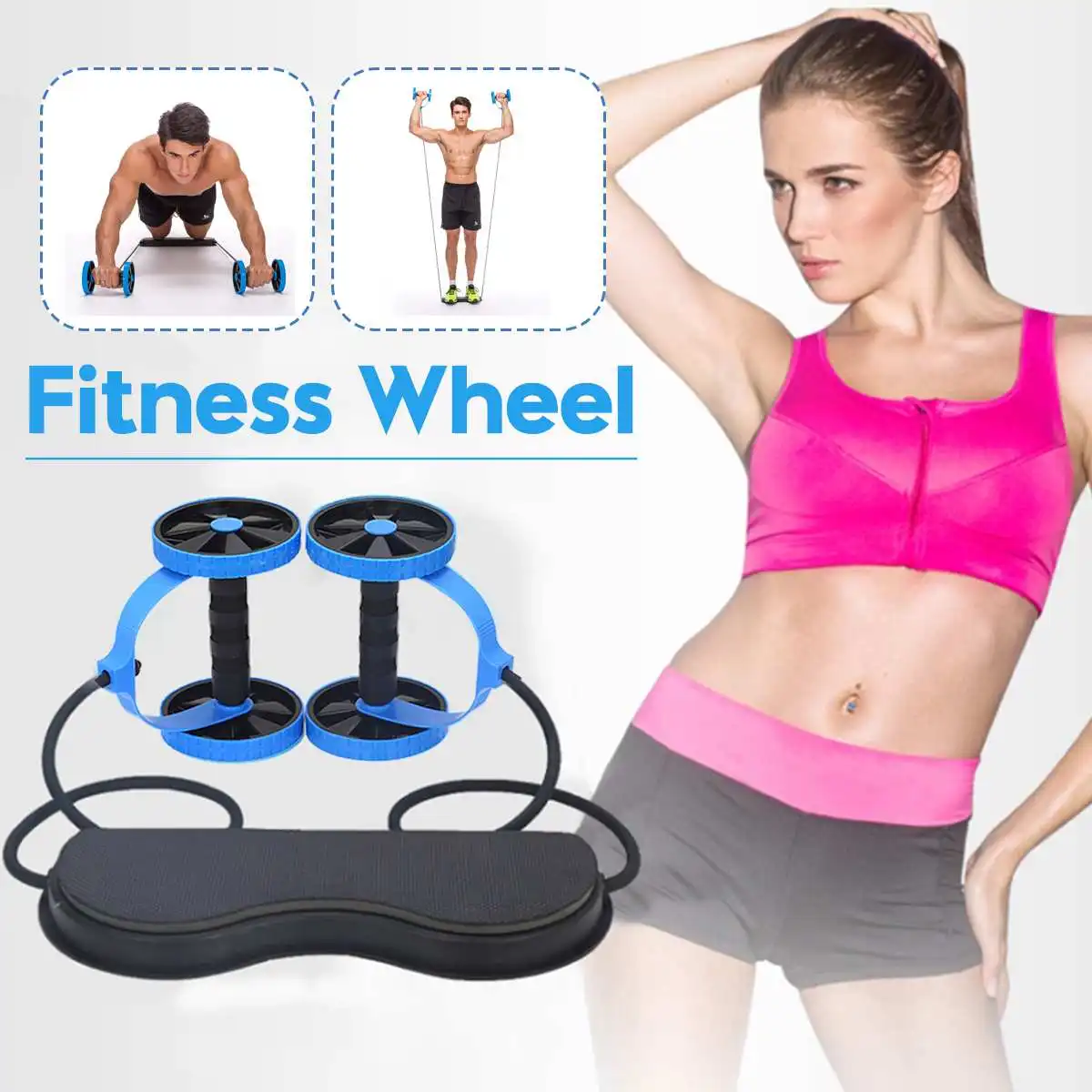 

Muscle Exercise Equipment Power Roll Abdominal and Full Body Workout Double Wheel Arm Waist Leg Trainer Home Gym Fitness