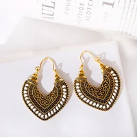 tophanqi heart shaped alloy dangling earrings for women fashion jewelry bohemian vintage temperament simple elegant earrings