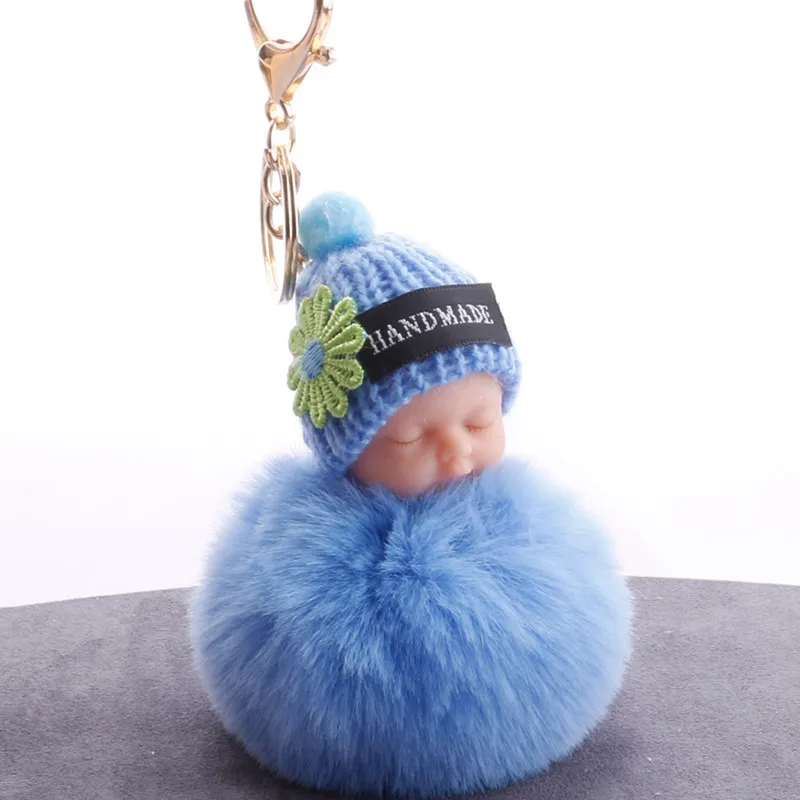 blue Милая Детская плюшевая кукла для сна, детская игрушка, меховой шар, брелок для ключей, подвеска, сумка для девочки, украшение, пасхальный декор, подарки на день рождения, рождественский подарок - Цвет: blue