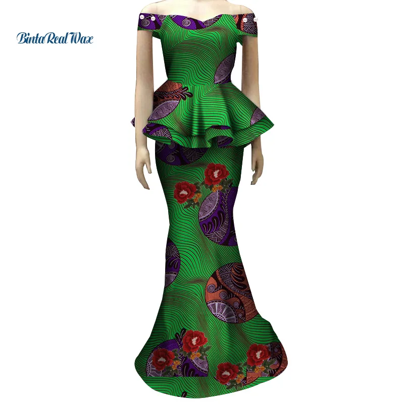 Женский комплект из топа и юбки в африканском стиле с цветочной аппликацией